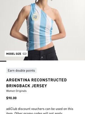 adidas Argentina One-Shoulder Blue & White Crop Top